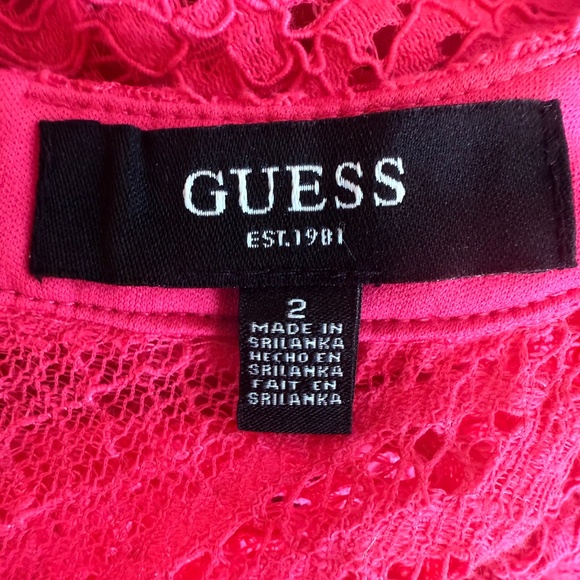 Vintage 90s Guess Hot Pink Lace Sleeveless Dress - Picture 8 of 8